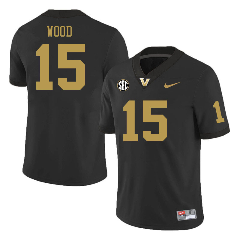 Vanderbilt Commodores #15 Zaylin Wood College Football Jerseys 2024 Uniforms Stitched-Black